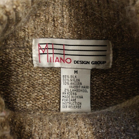 Milano Design Group Silk Sweater Women's Turtleneck Two-tone Brown Size M - Picture 3 of 5